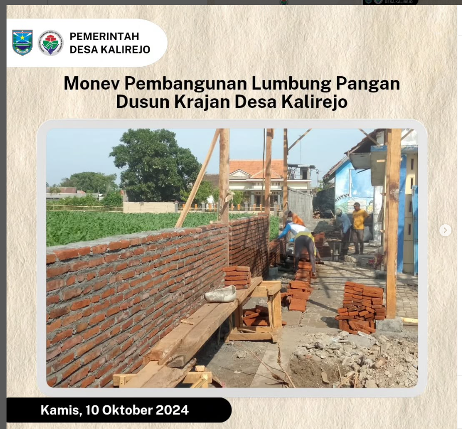 Monitoring dan Evaluasi (Monev) Pembangunan Lumbung Pangan Desa Kalirejo